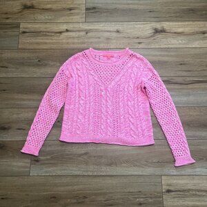 Women's Lilly Pulitzer Macxy Mix Stitch Sweater SZ Small Pink Open Knit